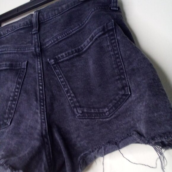 Old Navy Cut-Off Shorts Women 4 Denim Sky Hi A-Line Raw Hem Black - Picture 11 of 12